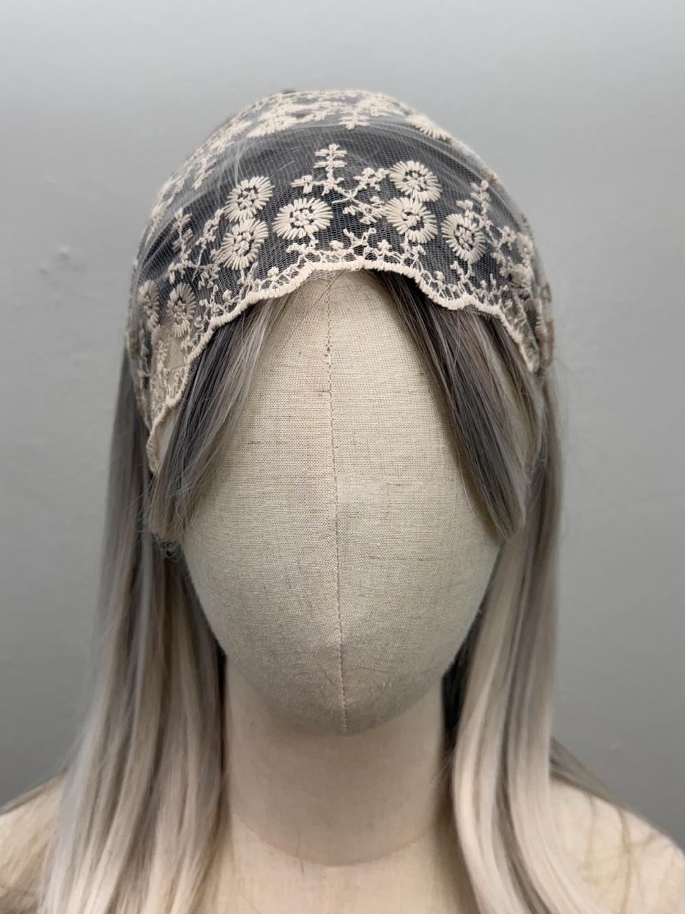Floral Lace Headband for Women Cream Wide Boho Hair Band